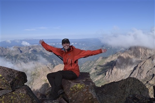 Laura on-top of One on top of Mt Eolus in Colorado. 