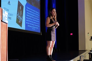 Jen Welters speaking at her Keynote